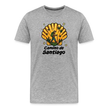 Wanderer Jakobsweg - Männer Premium Bio T-Shirt - Grau meliert - Vorne - Damien (186cm)