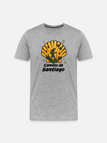 Wanderer Jakobsweg - Männer Premium Bio T-Shirt - Grau meliert