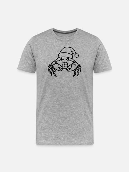 Weihnachtskrabbe Cartoon Illustration - Männer Premium Bio T-Shirt - Grau meliert
