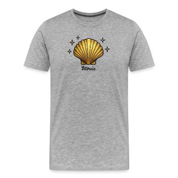 Scallops on the Camino de Santiago - Men's Premium Organic T-Shirt - heather grey - Front - Damien (186cm)