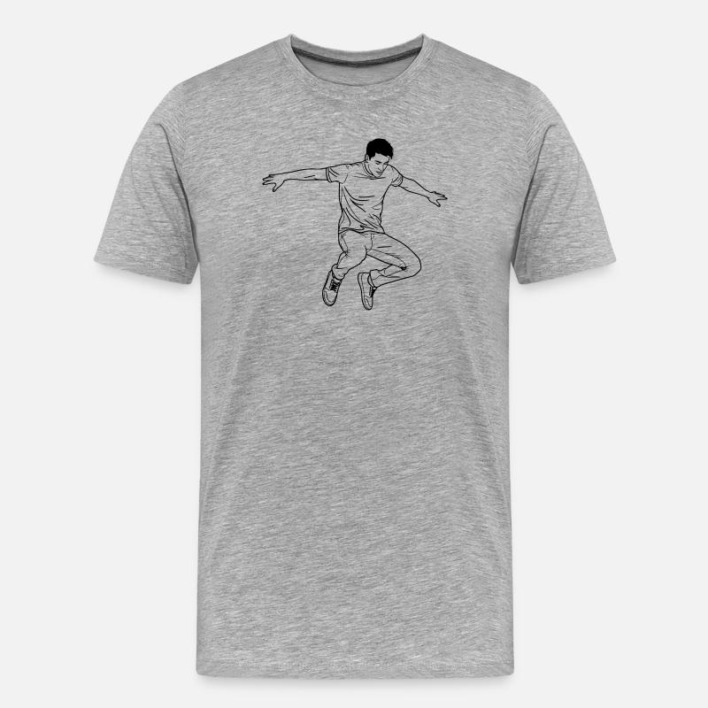 Tanzender Mann Line Art - Männer Premium Bio T-Shirt - Grau meliert