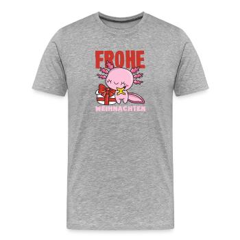 Merry Christmas Axolotl with Santa Hat - Men's Premium Organic T-Shirt - heather grey - Front - Damien (186cm)