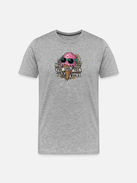 Zu cooles Eiscreme-Wortspiel - Männer Premium Bio T-Shirt - Grau meliert