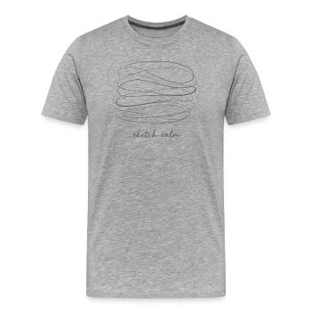 Sketch Calm – Le calme dans les lignes - T-shirt bio Premium Homme - gris chiné - Devant - Damien (186cm)