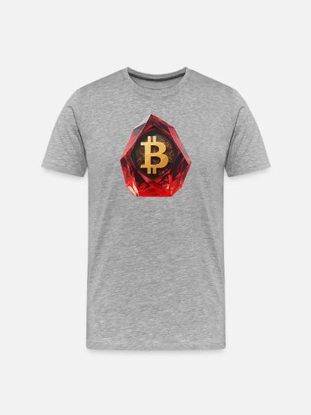 Gemstone Bitcoin Symbol Cryptocurrency - Men's Premium Organic T-Shirt - heather grey