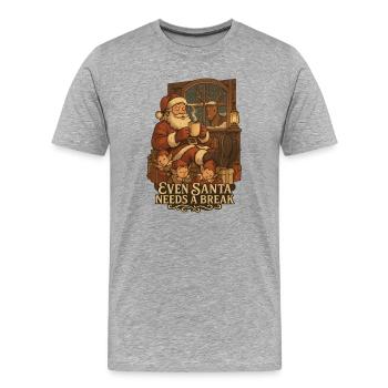 Weihnachtsmann Pause am Kamin - Männer Premium Bio T-Shirt - Grau meliert - Vorne - Damien (186cm)