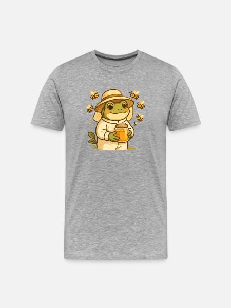 Beekeeper Frog with Honey Jar – Bee Frog - Men's Premium Organic T-Shirt - heather grey