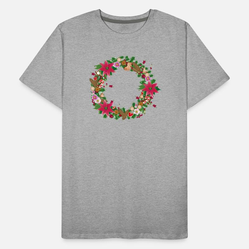 Üppig geschmückter Weihnachtskranz mit Deko Männer Premium Bio T-Shirt