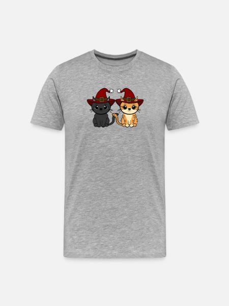 Chats Noël - T-shirt bio Premium Homme - gris chiné