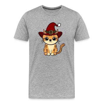 Noël chat - T-shirt bio Premium Homme - gris chiné - Devant - Damien (186cm)