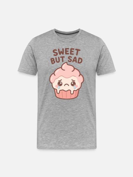 Sweet But Sad Cupcake Illustration - Men's Premium Organic T-Shirt - heather grey