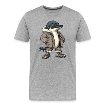 Delfin Hiver frais - T-shirt bio Premium Homme - gris chiné - Devant - Damien (186cm)