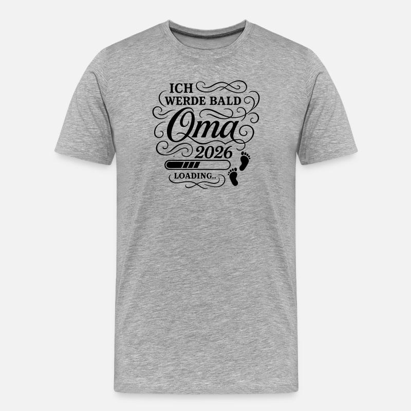 Ich werde bald Oma 2026 - Männer Premium Bio T-Shirt - Grau meliert