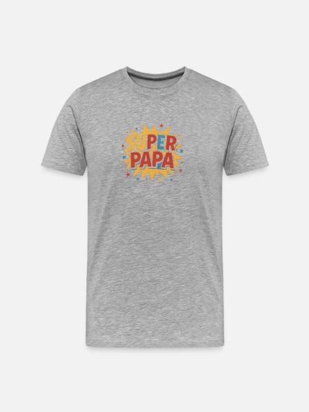 Super Dad Comic Burst Retro - Men's Premium Organic T-Shirt - heather grey