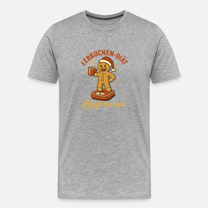 Lebkuchen Diät Weihnachtsfeier Advent  - Männer Premium Bio T-Shirt - Grau meliert