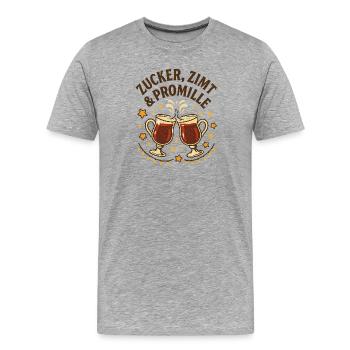 Zucker Zimt Promille Glühwein Advent Weihnachten - Männer Premium Bio T-Shirt - Grau meliert - Vorne - Damien (186cm)