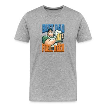 Meilleur carburant pour papa : la bière - T-shirt bio Premium Homme - gris chiné - Devant - Damien (186cm)