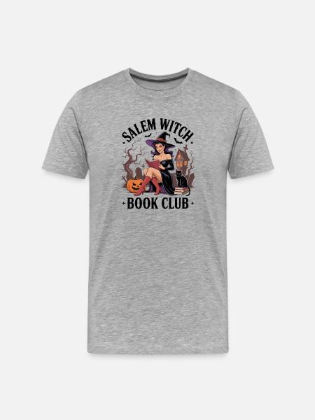 Hexenbuchclub Halloween-Nacht - Männer Premium Bio T-Shirt - Grau meliert