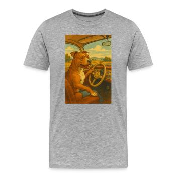 Hund am Steuer Vintage - Männer Premium Bio T-Shirt - Grau meliert - Vorne - Damien (186cm)