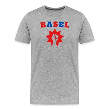 Basel - Männer Premium Bio T-Shirt - Grau meliert - Vorne - Damien (186cm)