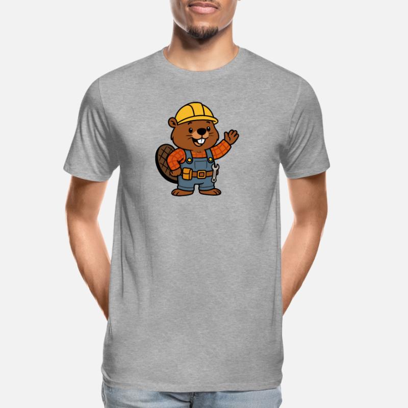 Beaver Construction Worker Bob Helm Hello Plan Builder Men's Premium Organic T-Shirt
