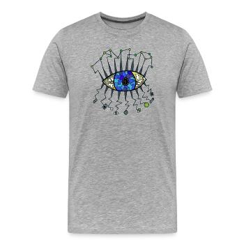 Œil espion - T-shirt bio Premium Homme - gris chiné - Devant - Damien (186cm)