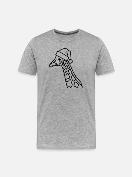 Weihnachtsgiraffe Cartoon Illustration - Männer Premium Bio T-Shirt - Grau meliert