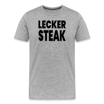 Steak - Männer Premium Bio T-Shirt - Grau meliert - Vorne - Damien (186cm)