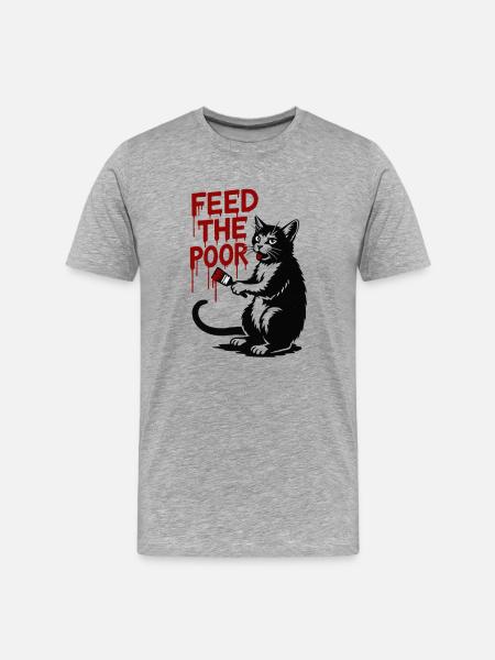Katze mit roter Tropfschrift - Men's Premium Organic T-Shirt - heather grey
