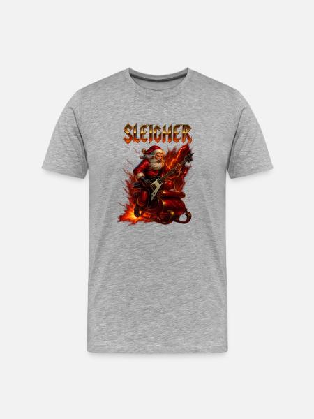 Heavy Metal Santa Sleigher - Men's Premium Organic T-Shirt - heather grey