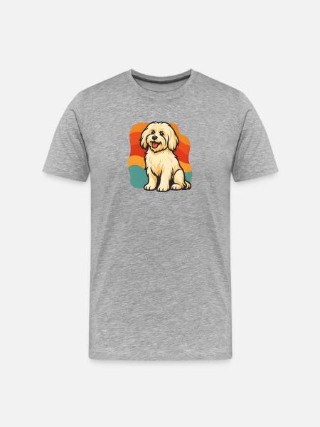 Havanese Dog in retro design - Men's Premium Organic T-Shirt - heather grey