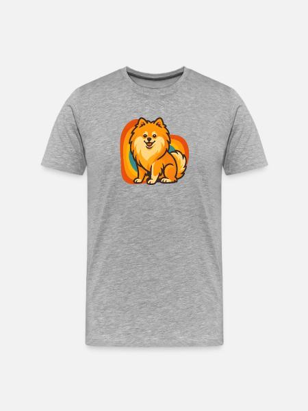 Glossy Pomeranian Dog in Retro Aura - Men's Premium Organic T-Shirt - heather grey
