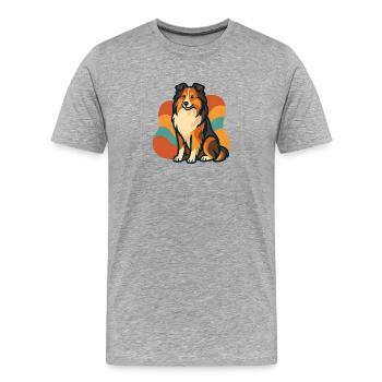 Lebhafter Shetland-Schäferhund Sunburst - Männer Premium Bio T-Shirt - Grau meliert - Vorne - Damien (186cm)