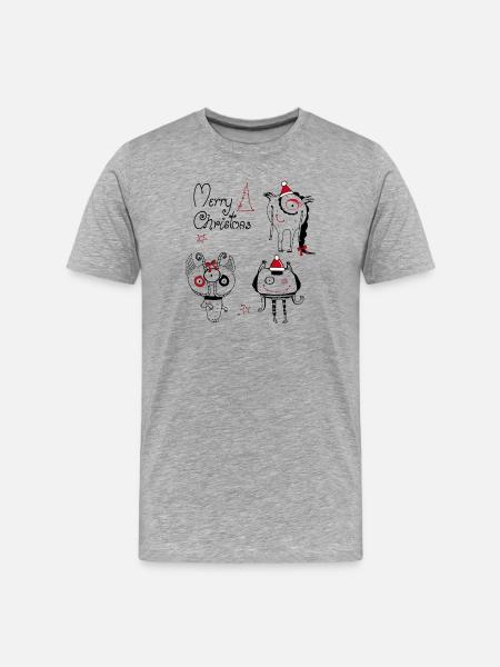 Monstres de Noël - T-shirt bio Premium Homme - gris chiné