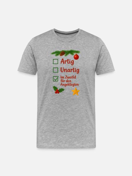 Christmas politely naughty in doubt - Men's Premium Organic T-Shirt - heather grey