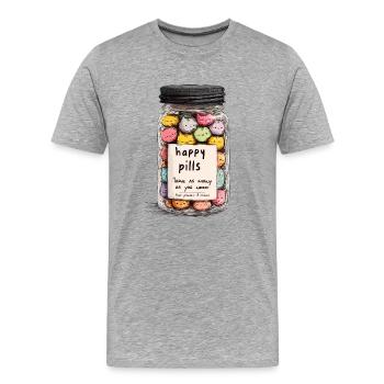 Happy Pills - Männer Premium Bio T-Shirt - Grau meliert - Vorne - Damien (186cm)