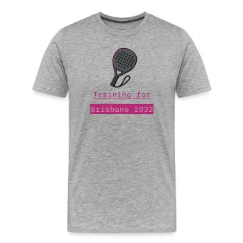 Padel Training Brisbane 2032 - Men's Premium Organic T-Shirt - heather grey - Front - Damien (186cm)