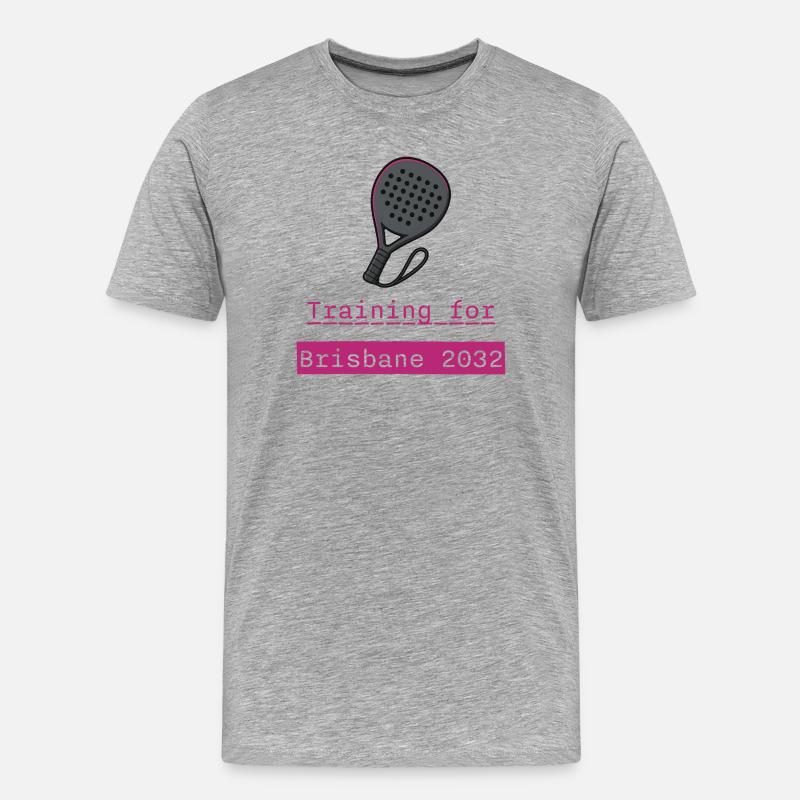 Padel Training Brisbane 2032 - Männer Premium Bio T-Shirt - Grau meliert
