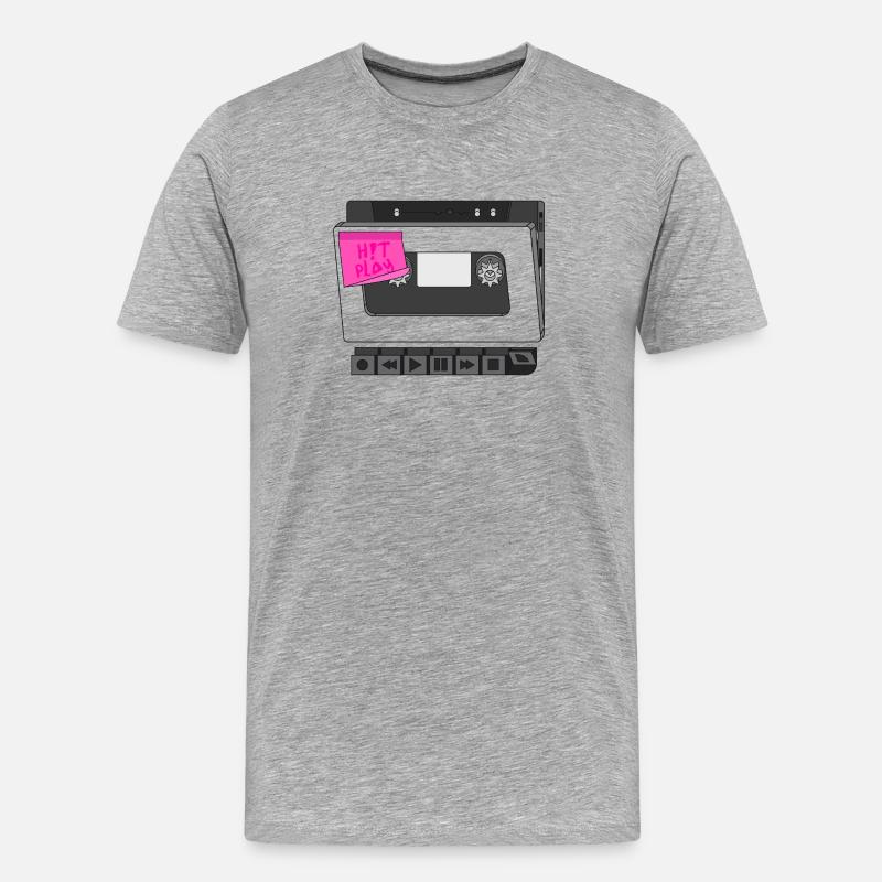 DRÜCKEN SIE AUF PLAY - Männer Premium Bio T-Shirt - Grau meliert