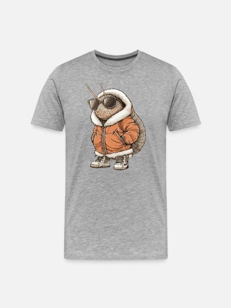 Schnecke Cool Winter - Männer Premium Bio T-Shirt - Grau meliert