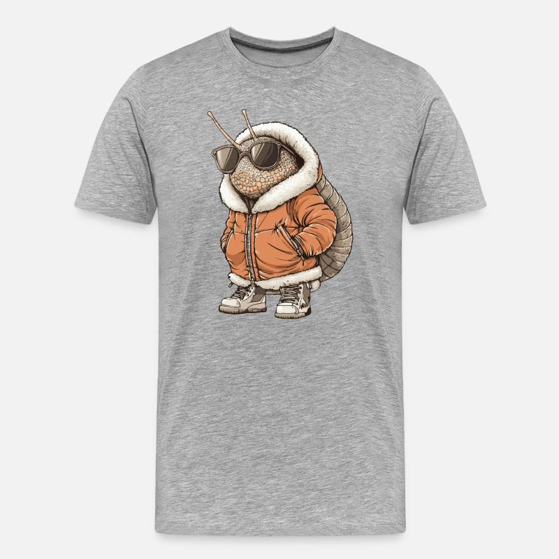 Schnecke Cool Winter - Männer Premium Bio T-Shirt - Grau meliert