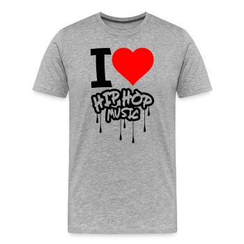 I Love Hip Hop Music - Männer Premium Bio T-Shirt - Grau meliert - Vorne - Damien (186cm)