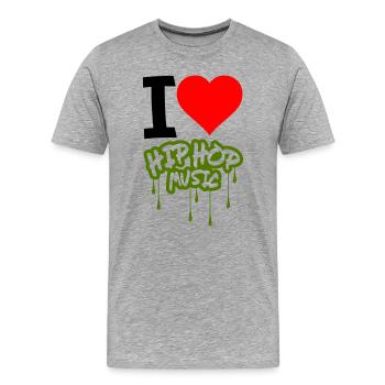 I Love Hip Hop Music - Männer Premium Bio T-Shirt - Grau meliert - Vorne - Damien (186cm)