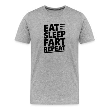 Manger dormir pet répéter - T-shirt bio Premium Homme - gris chiné - Devant - Damien (186cm)