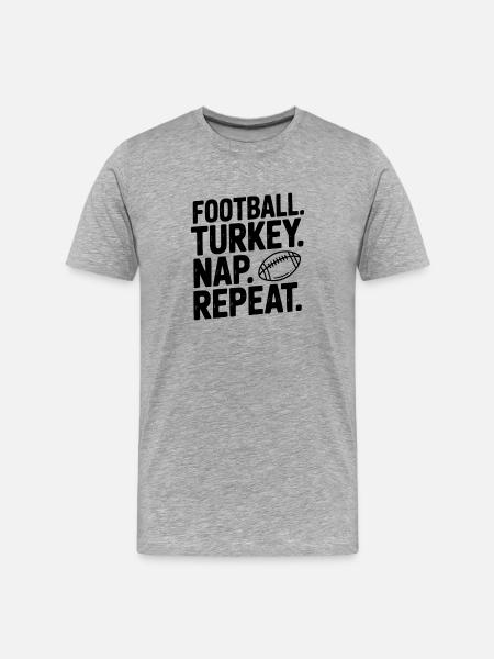 Football Turkey Nap Repeat - Men's Premium Organic T-Shirt - heather grey