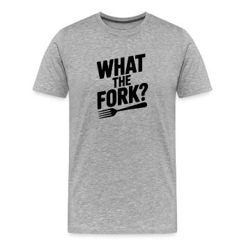 Was ist die Gabel? - Männer Premium Bio T-Shirt - Grau meliert - Vorne - Damien (186cm)