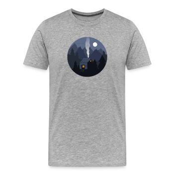 Nightfall Cabin in Pines - Men's Premium Organic T-Shirt - heather grey - Front - Damien (186cm)