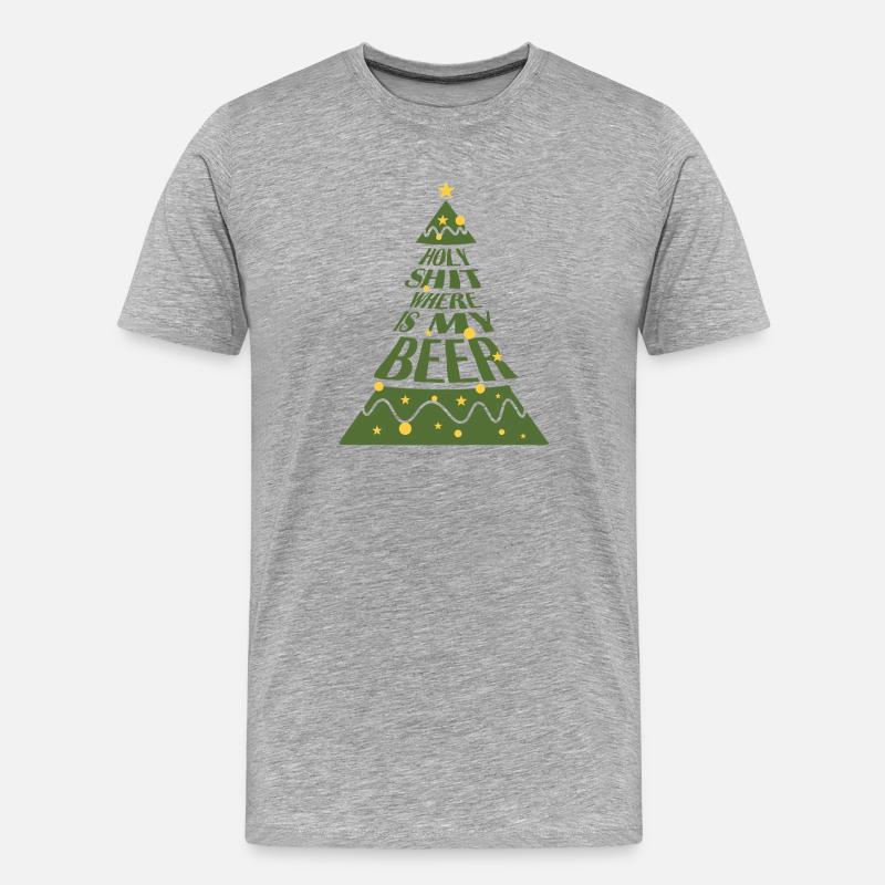 Weihnachtsbaum Spruch Bierquest - Männer Premium Bio T-Shirt - Grau meliert