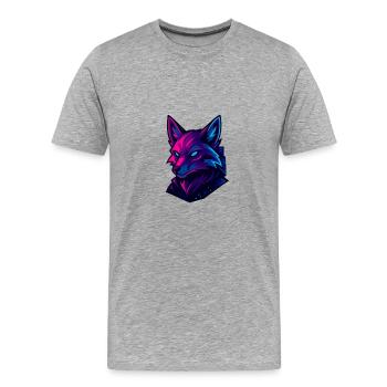 Neon Fuchs Kopf im Cyberpunk-Stil - Männer Premium Bio T-Shirt - Grau meliert - Vorne - Damien (186cm)
