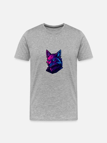 Neon fox head in cyberpunk style - Men's Premium Organic T-Shirt - heather grey